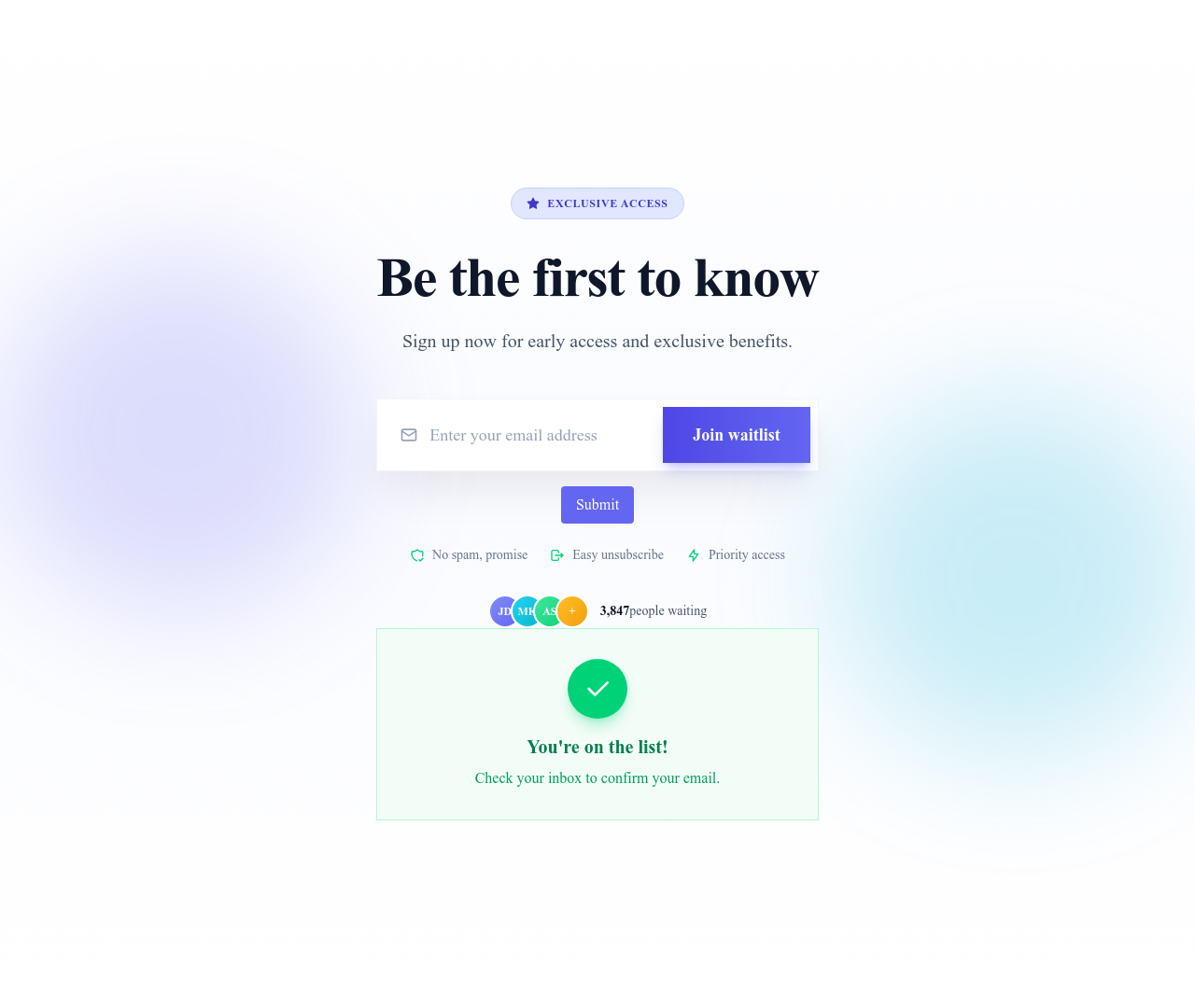 Screenshot of Coming Soon Notify template