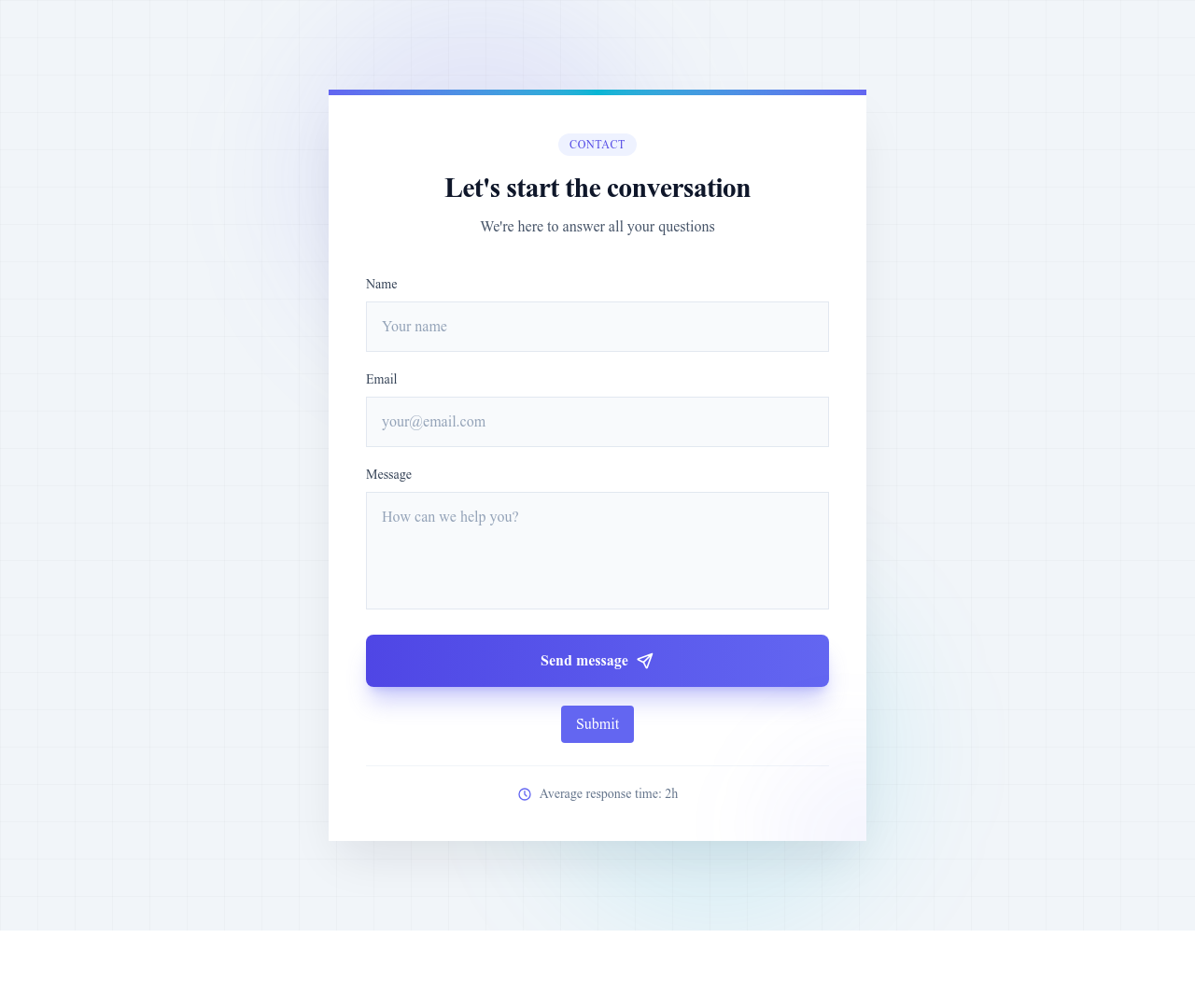 Screenshot of Contact Form Card template