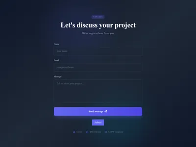 Screenshot of Contact Form Dark template