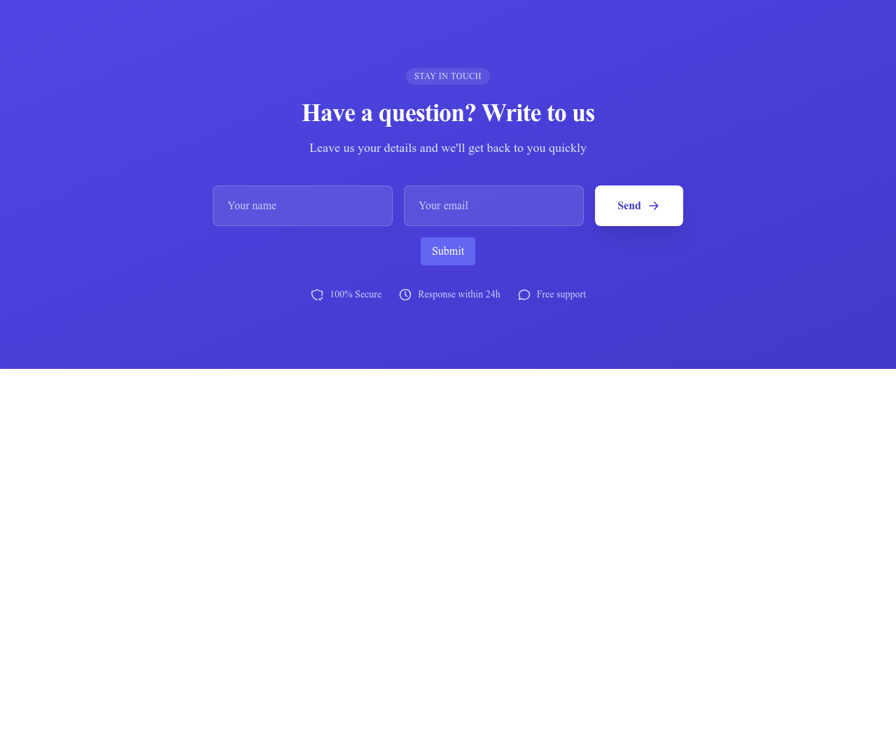 Screenshot of Contact Form Inline template