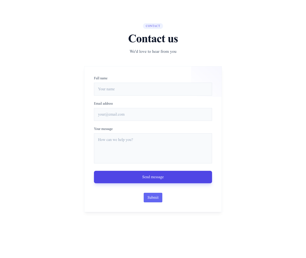 Screenshot of Contact Form Simple template