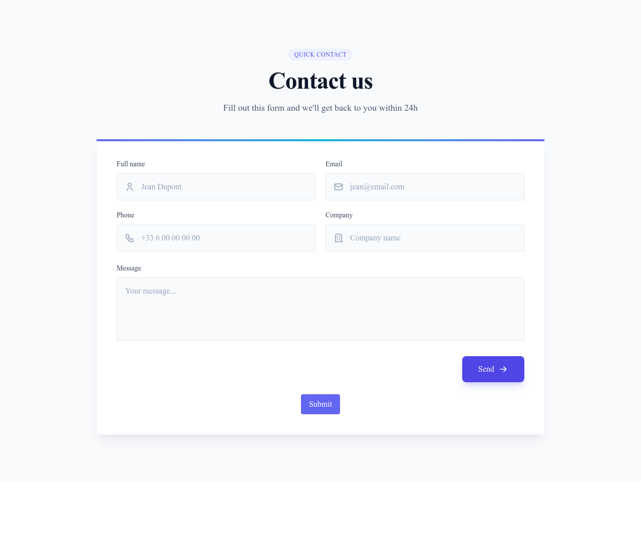 Screenshot of Contact Form Two Columns template