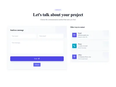 Screenshot of Contact Form With Info template