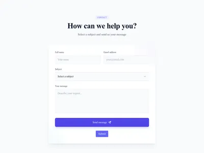 Screenshot of Contact Form With Subject template