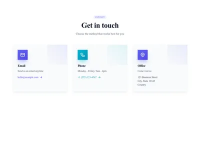Screenshot of Contact Info Cards template