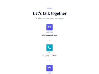 Screenshot of Contact Info Centered template