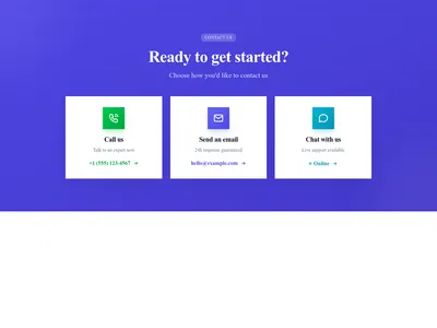 Screenshot of Contact Info CTA template