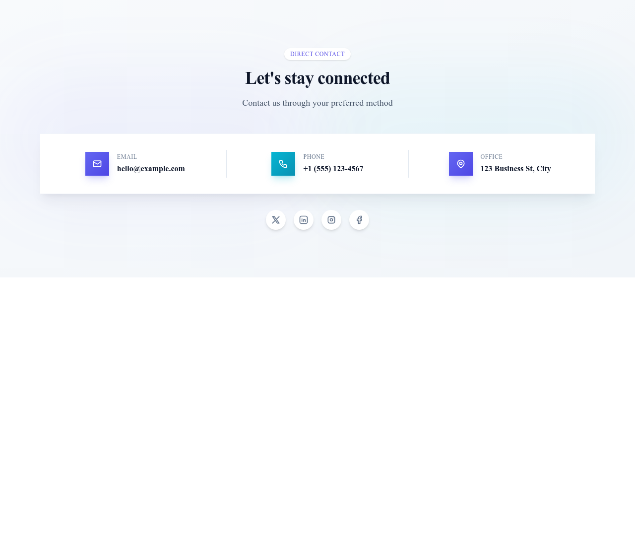 Screenshot of Contact Info Horizontal template