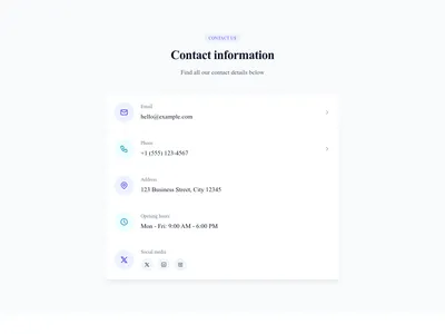 Screenshot of Contact Info Icons template