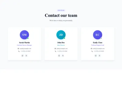 Screenshot of Contact Info Team template