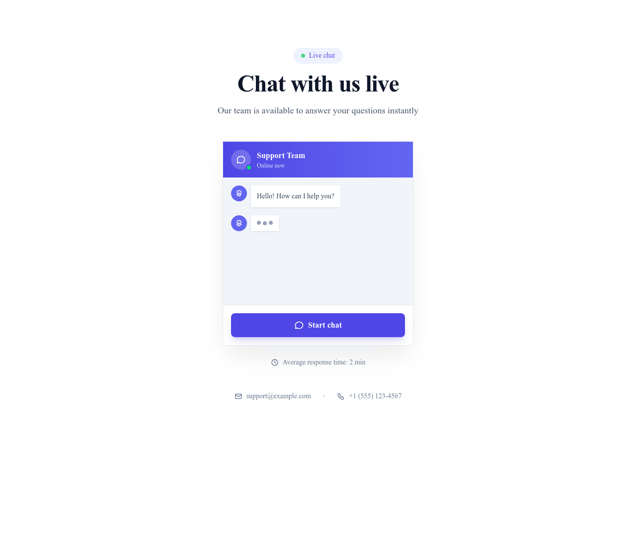 Screenshot of Contact Section Chat template