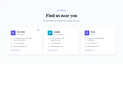 Screenshot of Contact Section Locations template