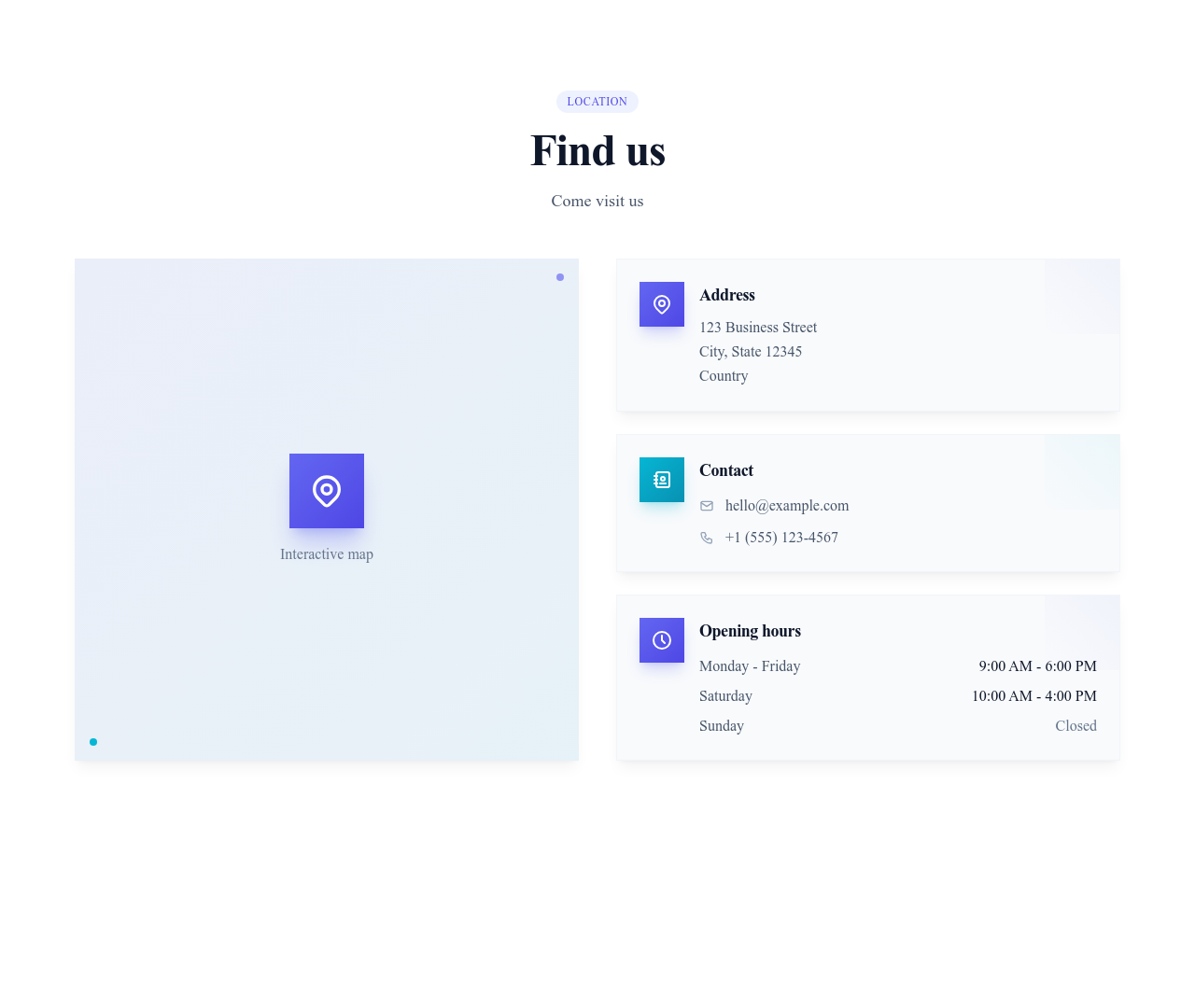 Screenshot of Contact With Map template