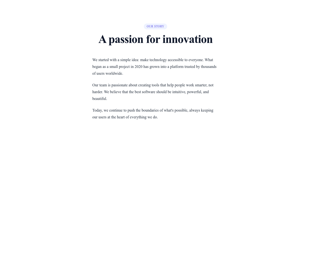 Screenshot of Content Simple template