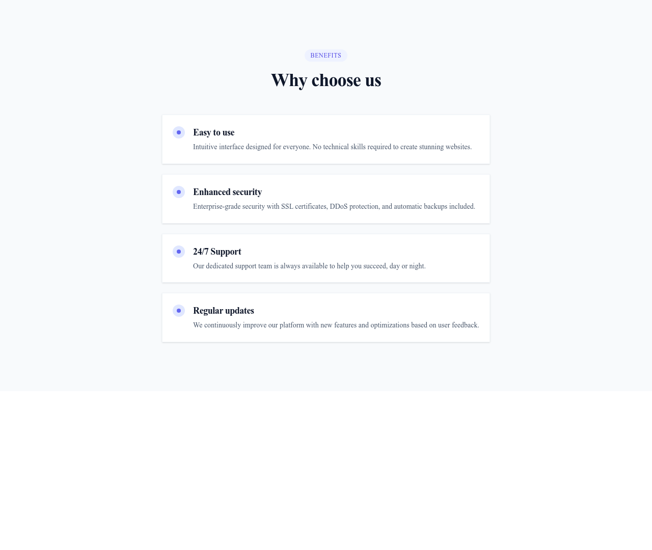 Screenshot of Content Text Bullet List template