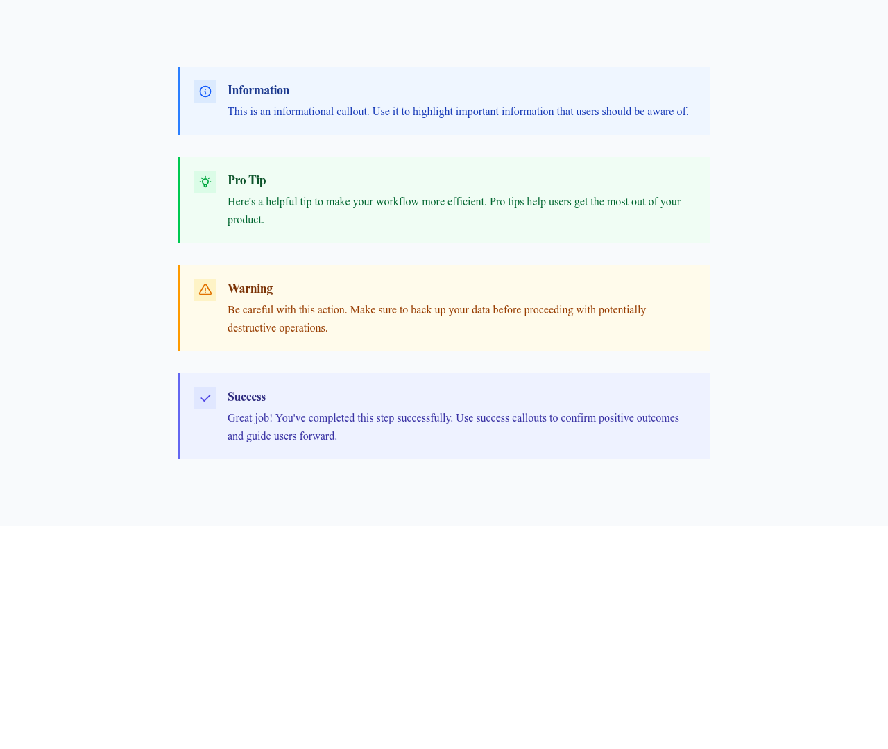 Screenshot of Content Text Callout template