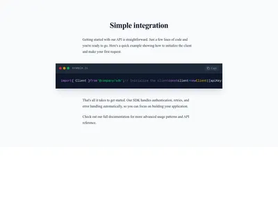 Screenshot of Content Text Code template