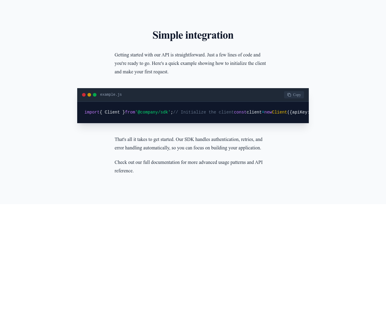 Screenshot of Content Text Code template