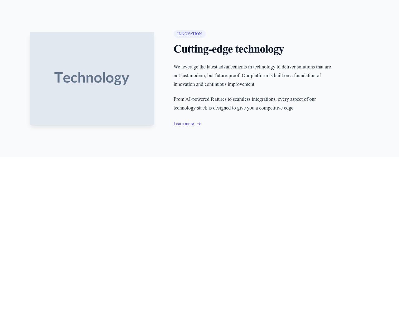 Screenshot of Content Text Image Left template