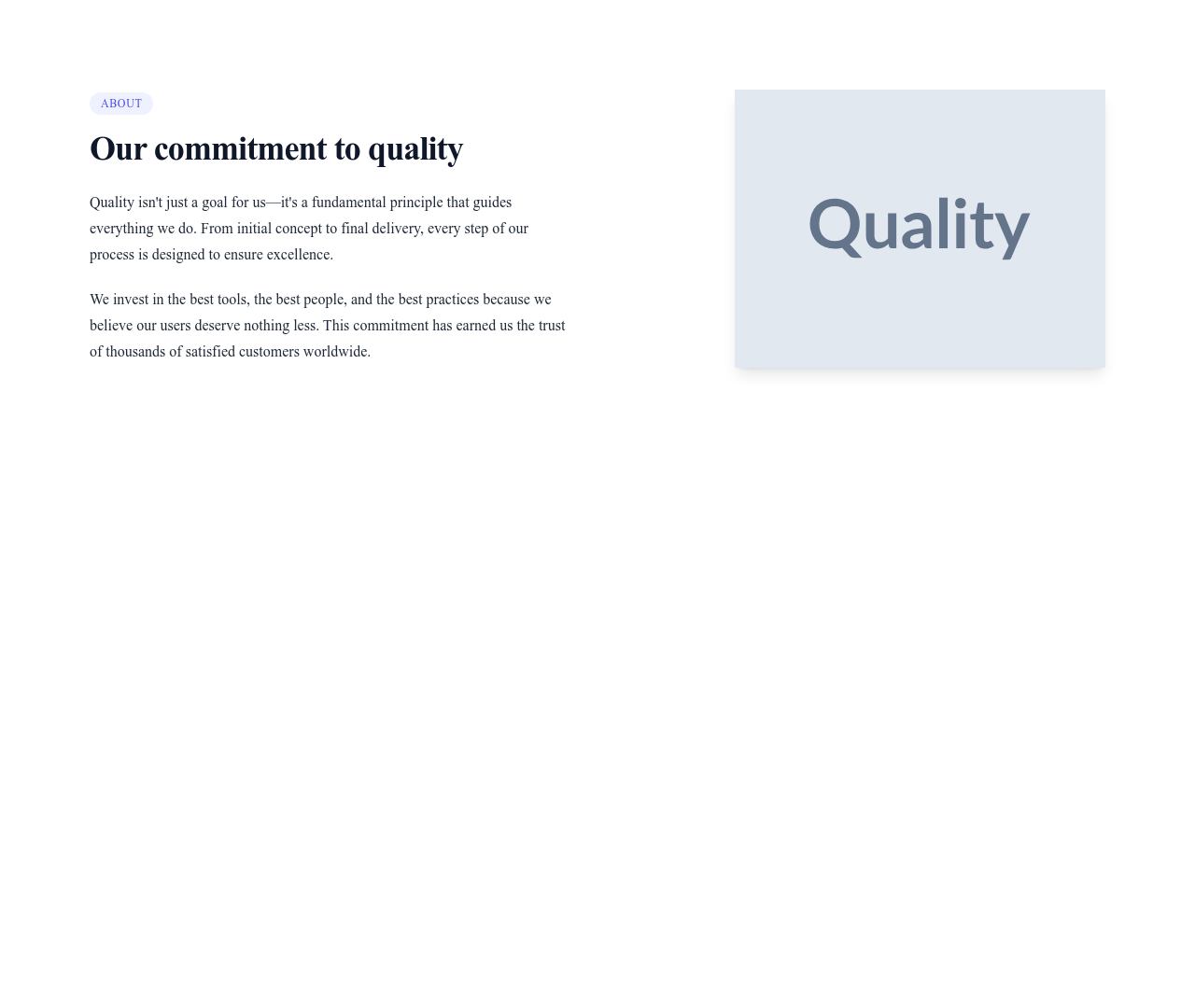 Screenshot of Content Text Image Right template