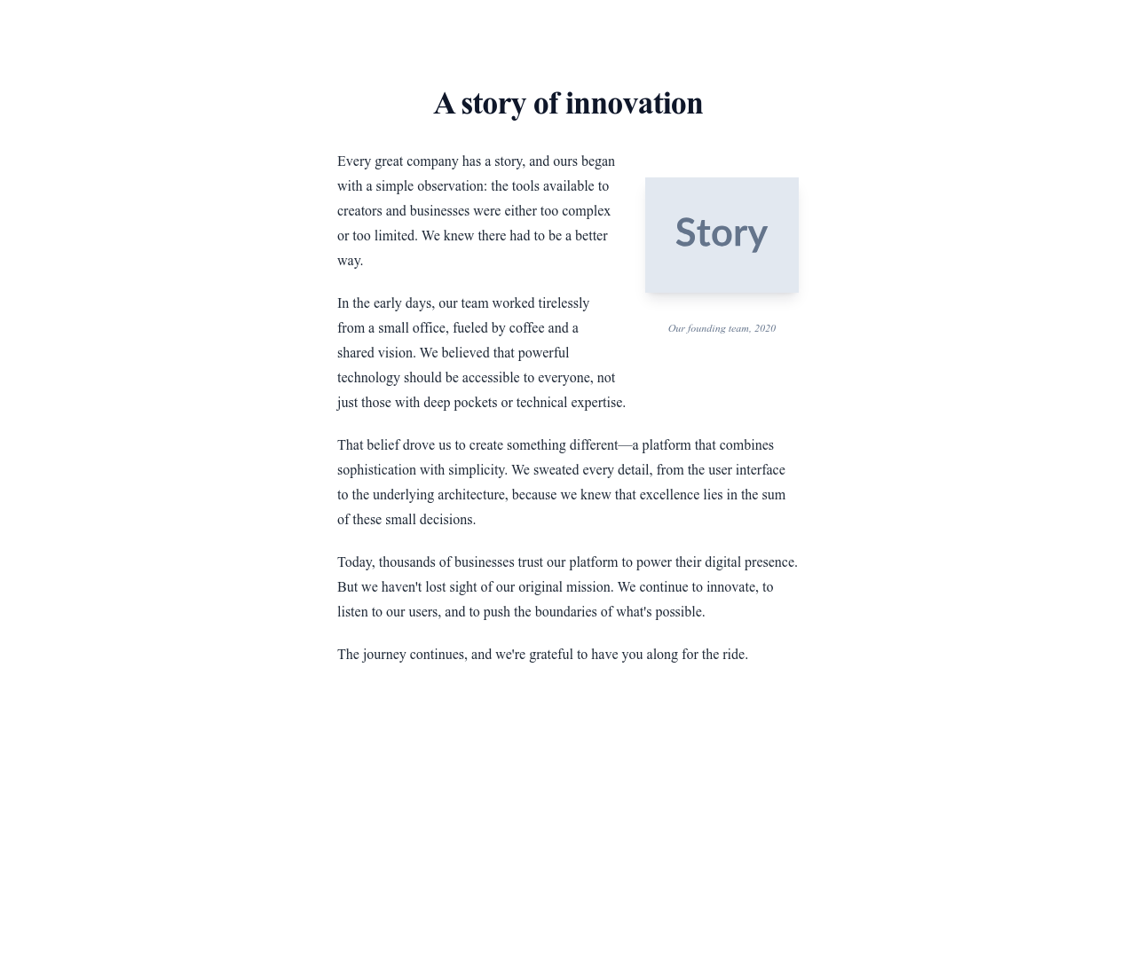 Screenshot of Content Text Image Wrap template