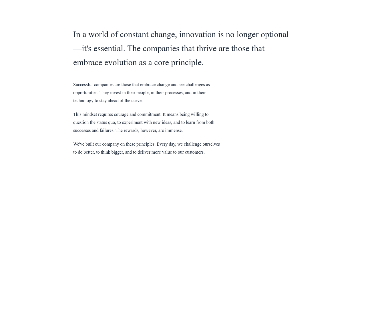Screenshot of Content Text Lead template