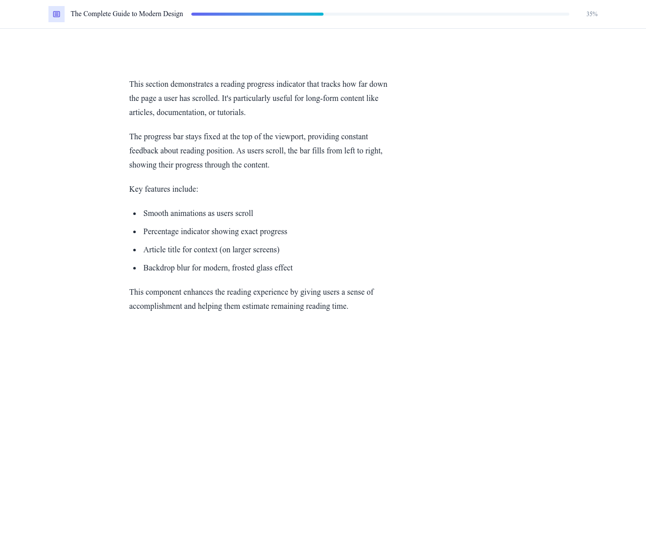 Screenshot of Content Text Reading Progress template