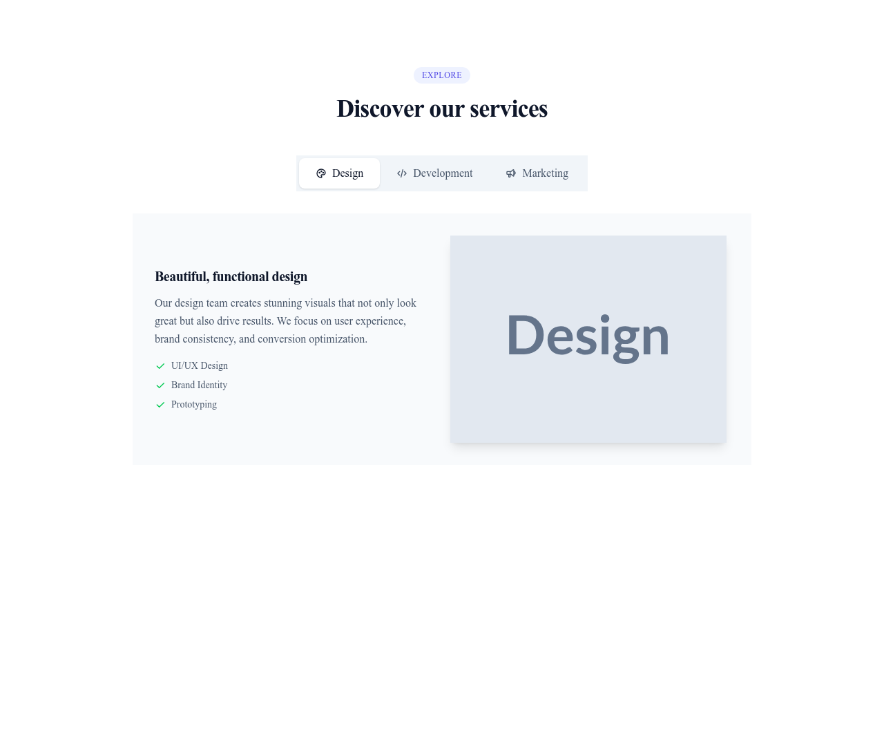 Screenshot of Content Text Tabs template