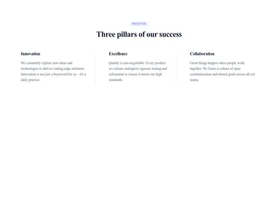 Screenshot of Content Text Three Columns template