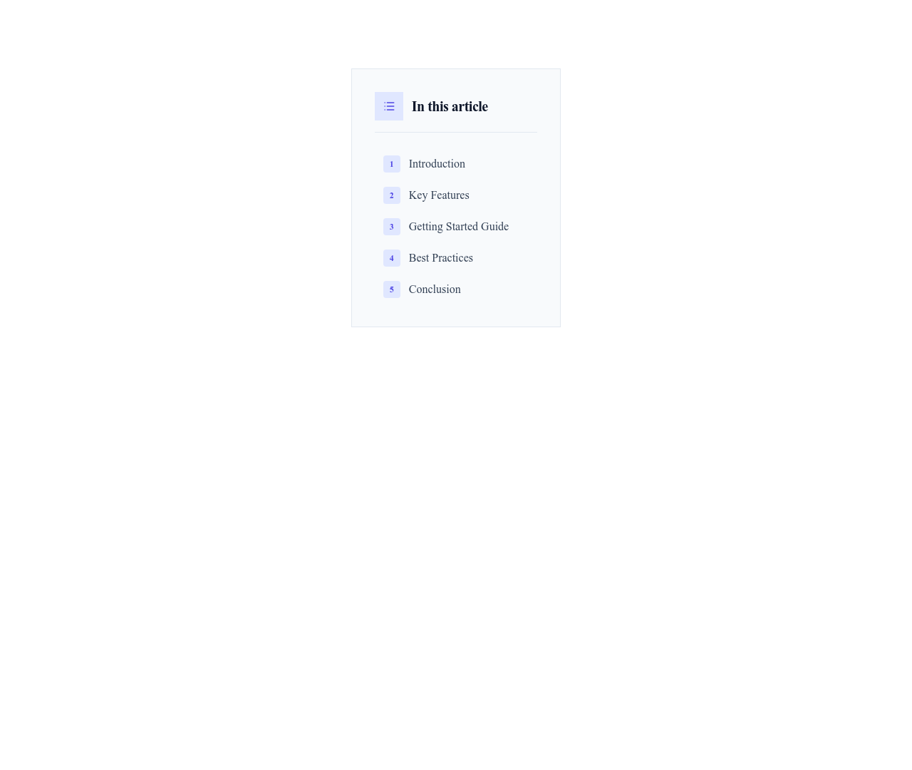 Screenshot of Content Text TOC template