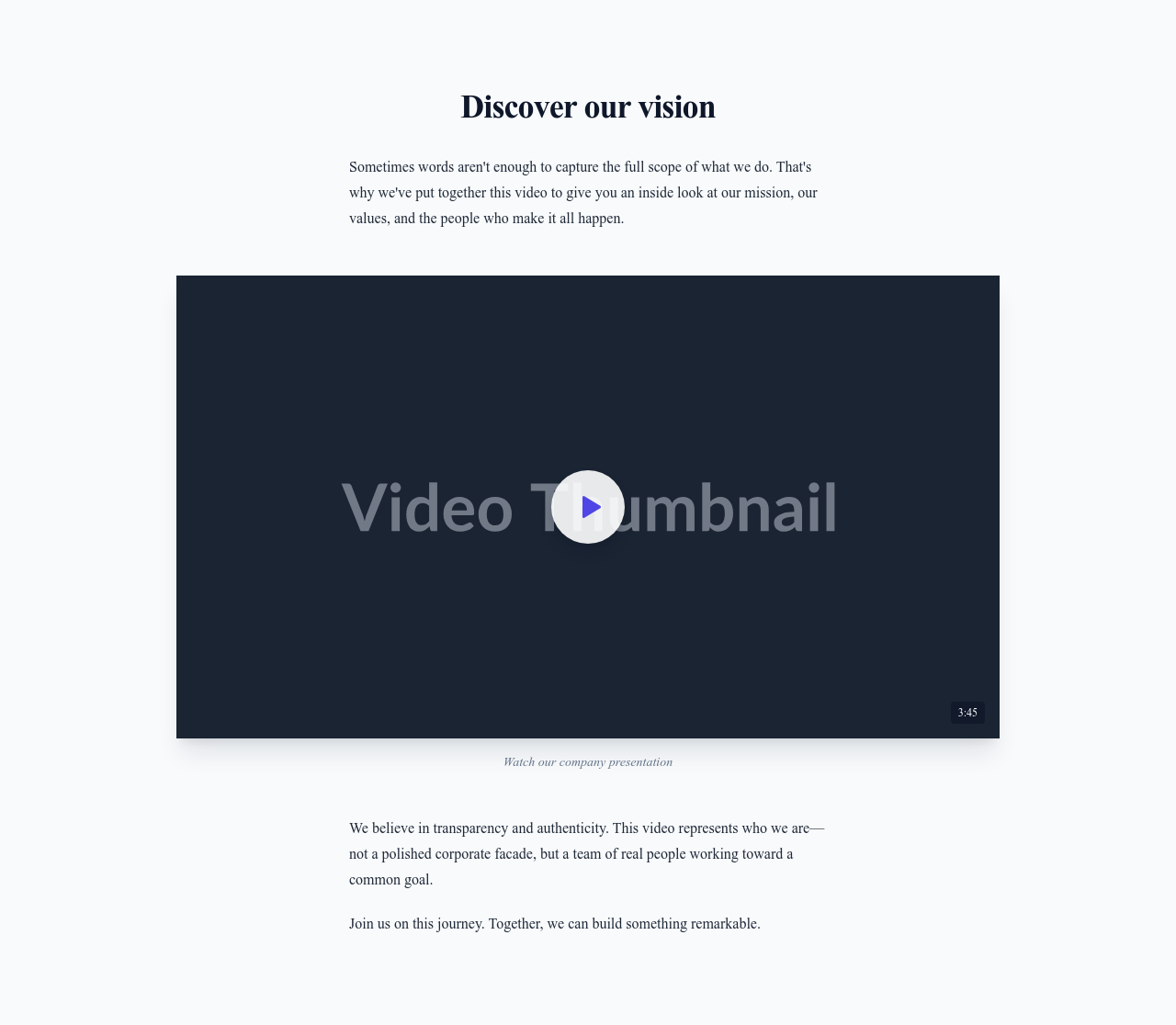 Screenshot of Content Text Video Inline template