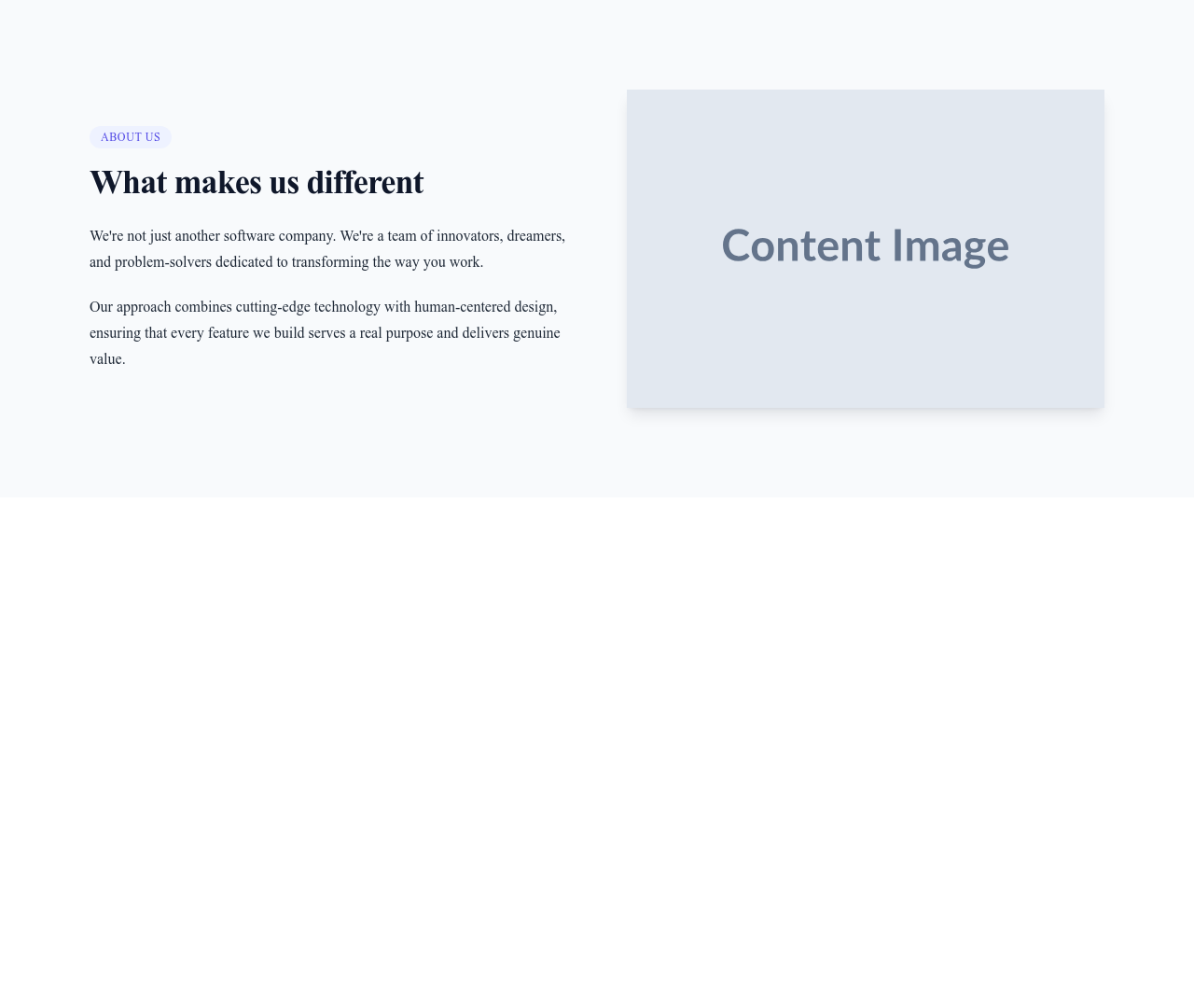 Screenshot of Content with Image template