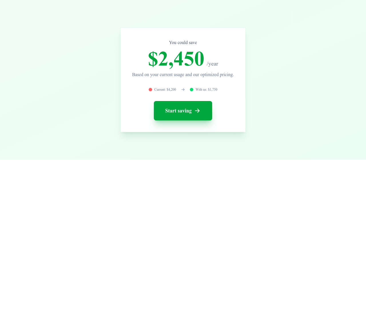 Screenshot of CTA Calculator Result template