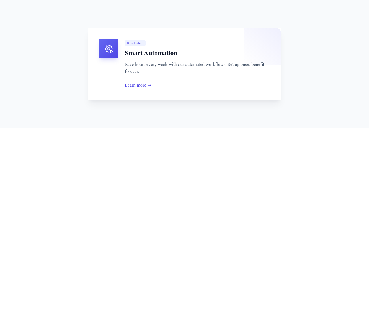 Screenshot of CTA Card Feature template