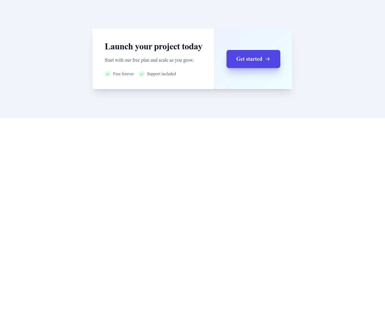 Screenshot of CTA Card Split template