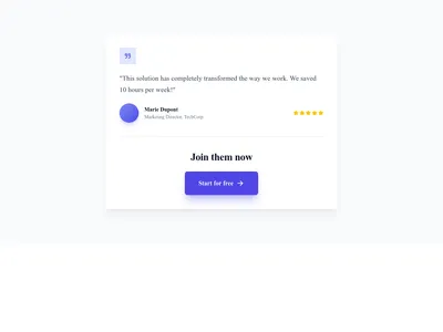 Screenshot of CTA Card Testimonial template