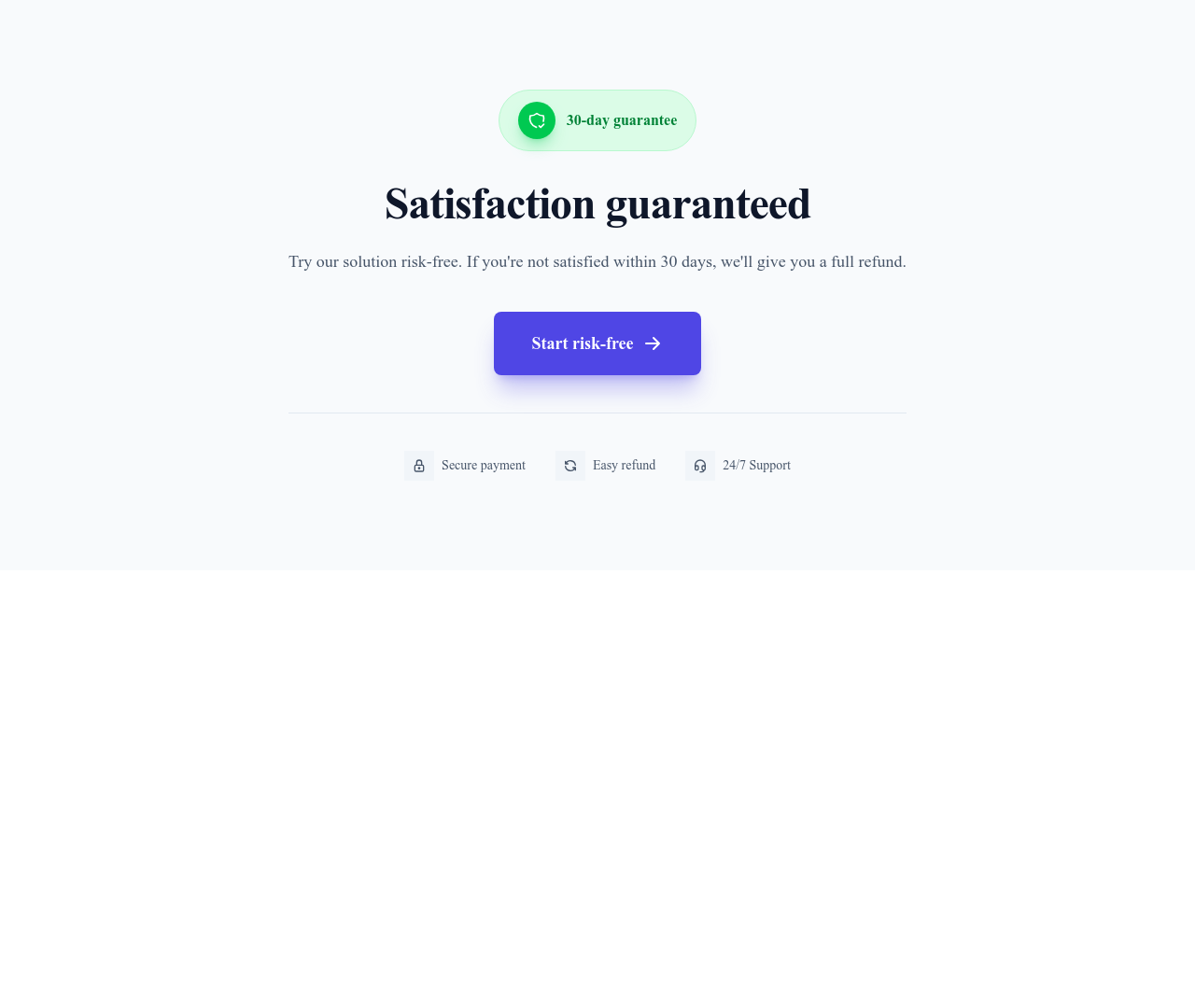 Screenshot of CTA Guarantee template