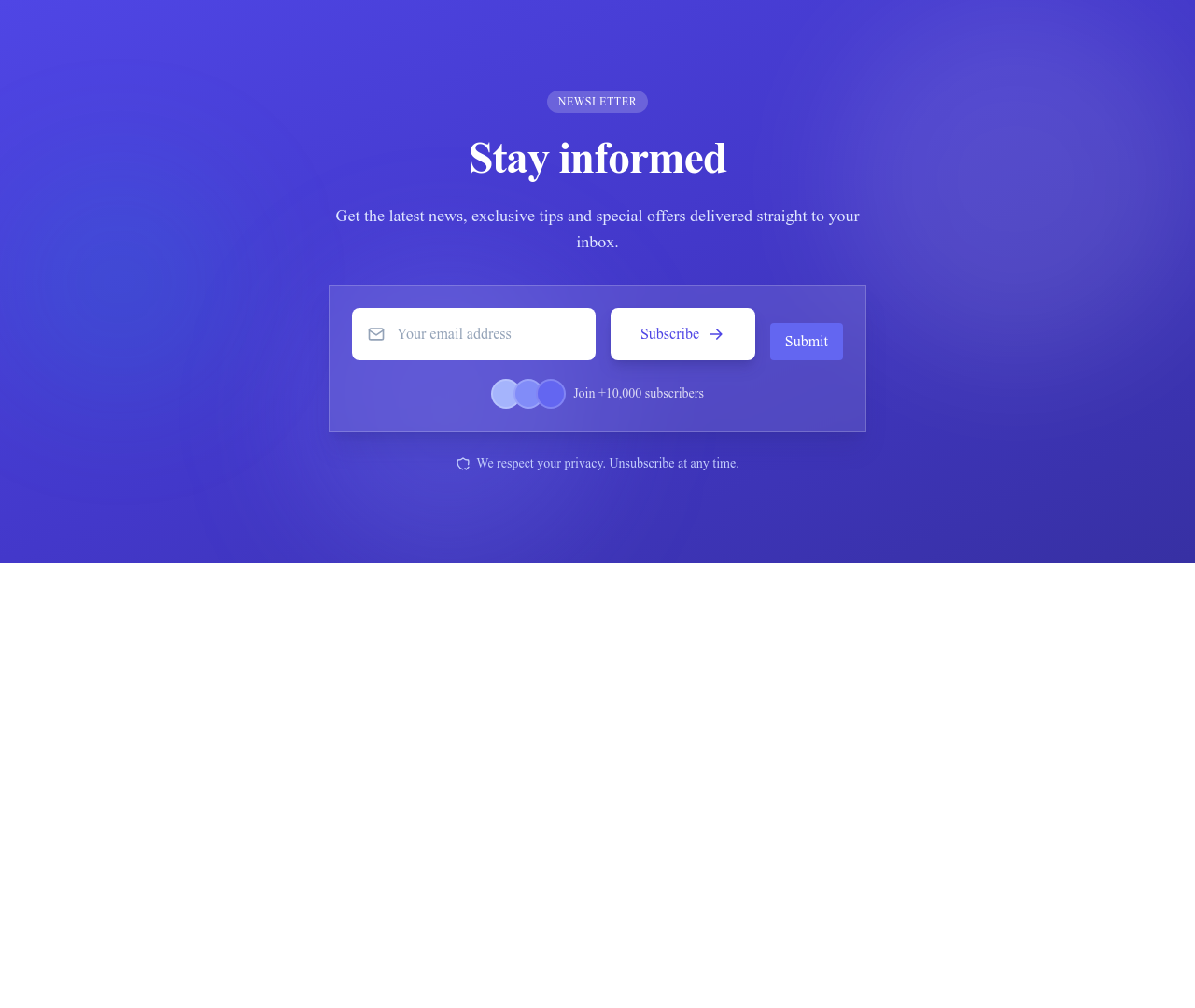 Screenshot of CTA Newsletter template