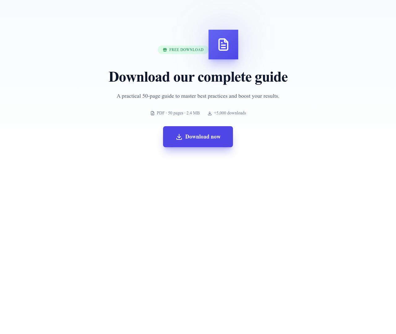 Screenshot of CTA Download template