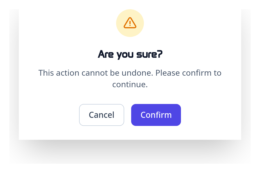 Screenshot of Dialog Confirm template
