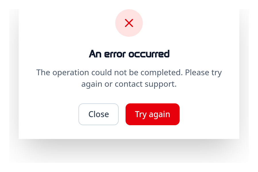 Screenshot of Dialog Error template