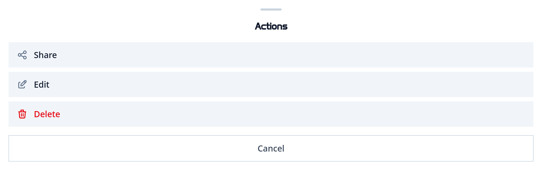 Screenshot of Drawer Bottom template