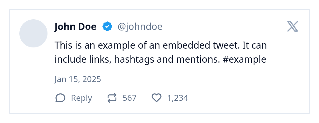 Screenshot of Embed Tweet template