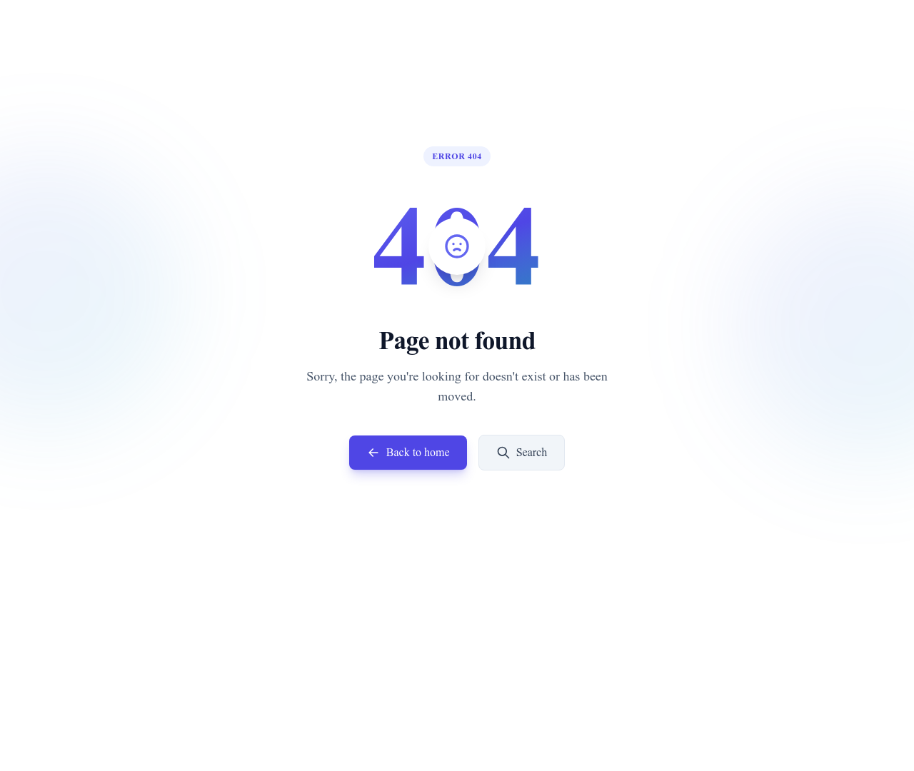 Screenshot of Error 404 template