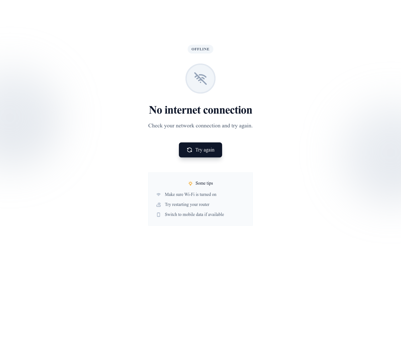 Screenshot of Offline Page template