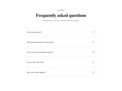 Screenshot of FAQ Accordion template