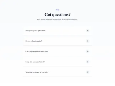 Screenshot of FAQ Accordion Animated template