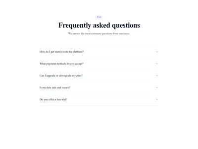 Screenshot of FAQ Accordion Bordered template