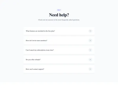 Screenshot of FAQ Accordion Cards template