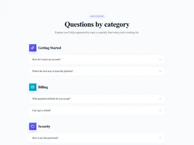 Screenshot of FAQ Accordion Categories template